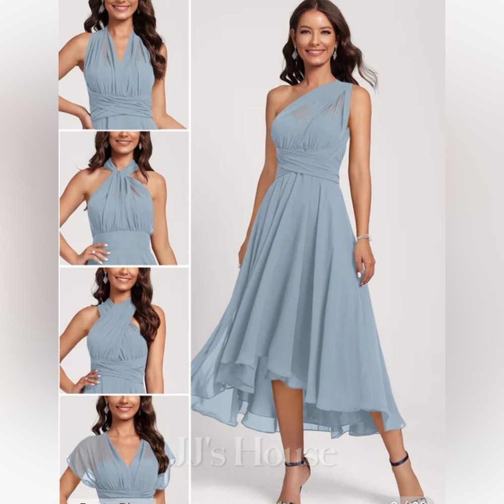 JJs House Blue Smocked One Shoulder Sundress